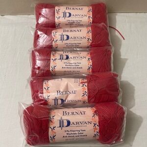 Bernat Darvan 3 Ply Fingering Yarn Scarlet Red 7933 Lot F 5 Skeins Vintage USA